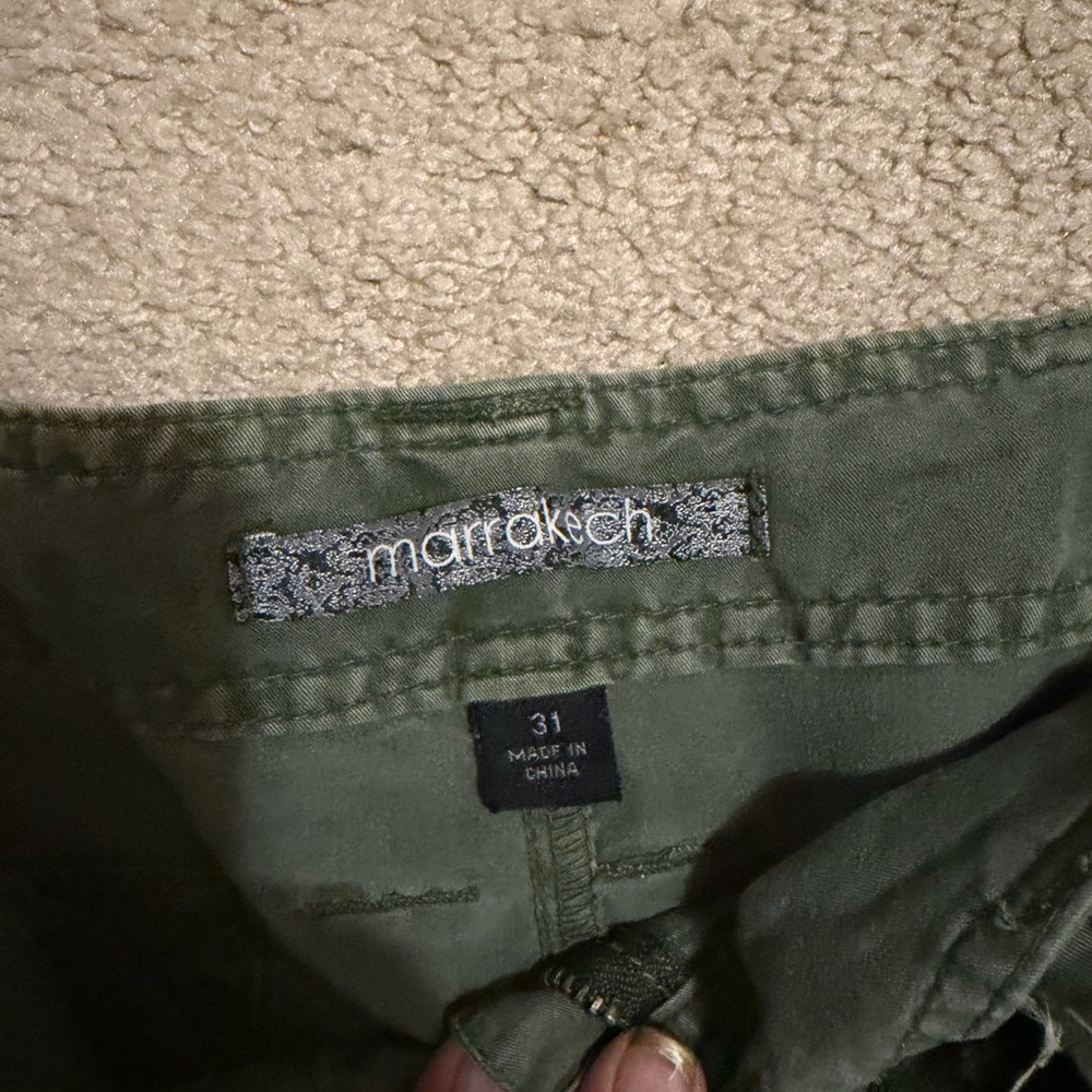 Olive Boot Cut Cargo Pants for Women - Picture 3 of 4